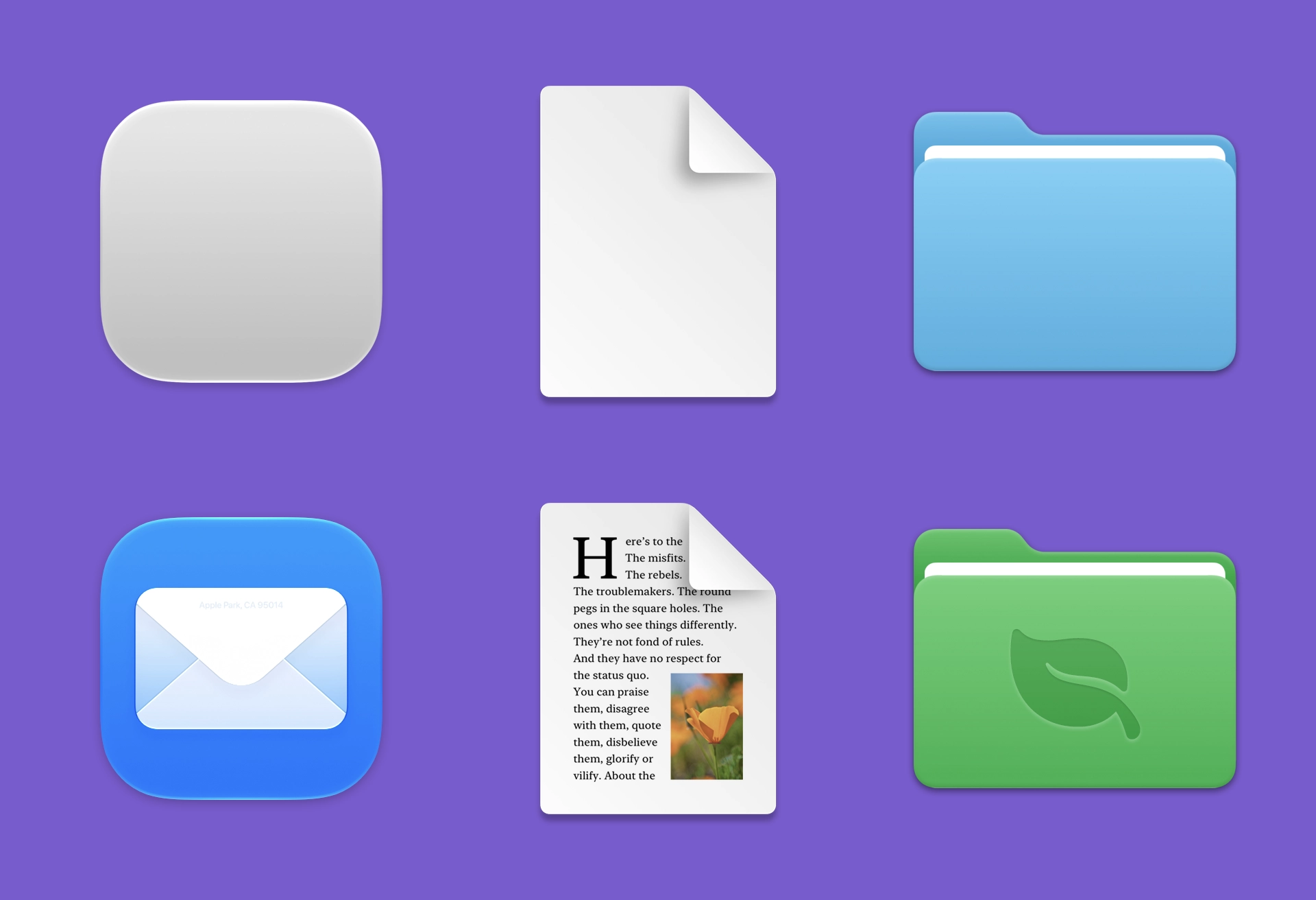 Mac app icons arranged in rounded-square containers in a Dock.